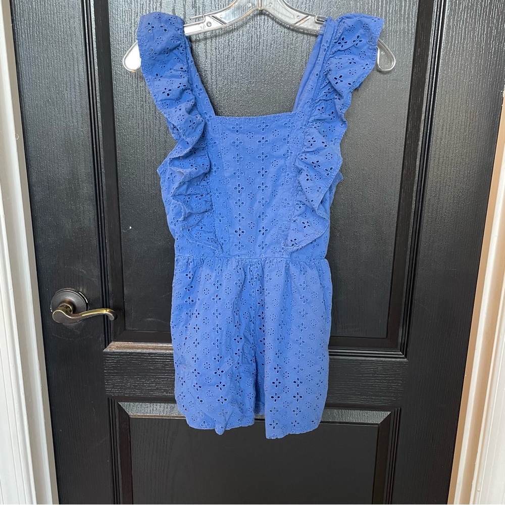Habitual Blue Eyelet Ruffle Jumpsuit